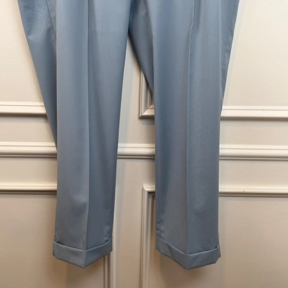 Lauren Ralph Lauren Mens Pleated Dress Pants Blue 43W x 30L‎ Cuffed Trousers